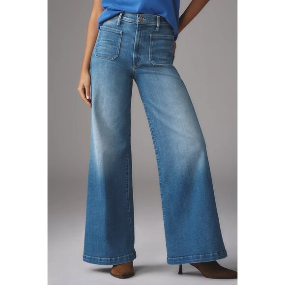 MOTHER The Hustler Roller Patch Pocket Sneak Wide Leg Jeans in Piece By Piece - Picture 1 of 13